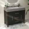 1000mm Freestanding Black Bathroom Vanity, Sintered Stone Countertop & Silver Handles