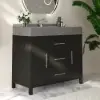 1000mm Freestanding Black Bathroom Vanity, Sintered Stone Countertop & Silver Handles