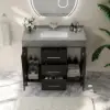 1000mm Freestanding Black Bathroom Vanity, Sintered Stone Countertop & Silver Handles