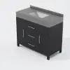 1000mm Freestanding Black Bathroom Vanity, Sintered Stone Countertop & Silver Handles