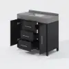 1000mm Freestanding Black Bathroom Vanity, Sintered Stone Countertop & Silver Handles