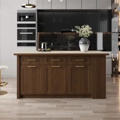 1800mm Kitchen Islands Sintered Stone Walnut Modern with Storage Kitchen Cabinet