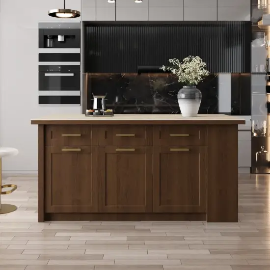 1800mm Kitchen Islands Sintered Stone Walnut Modern with Storage Kitchen Cabinet