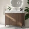 1000mm Walnut Freestanding Bathroom Vanity Sintered Stone Top & Silver Handles