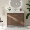 1000mm Walnut Freestanding Bathroom Vanity Sintered Stone Top & Silver Handles
