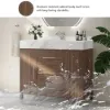 1000mm Walnut Freestanding Bathroom Vanity Sintered Stone Top & Silver Handles