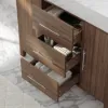 1000mm Walnut Freestanding Bathroom Vanity Sintered Stone Top & Silver Handles