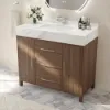 1000mm Walnut Freestanding Bathroom Vanity Sintered Stone Top & Silver Handles