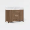 1000mm Walnut Freestanding Bathroom Vanity Sintered Stone Top & Silver Handles