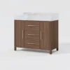 1000mm Walnut Freestanding Bathroom Vanity Sintered Stone Top & Silver Handles