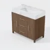 1000mm Walnut Freestanding Bathroom Vanity Sintered Stone Top & Silver Handles