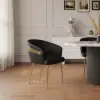 Modern Black PU Leather Upholstered Dining Chair with Metal Legs, 1 Piece