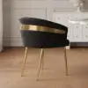 Modern Black PU Leather Upholstered Dining Chair with Metal Legs, 1 Piece
