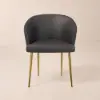 Modern Black PU Leather Upholstered Dining Chair with Metal Legs, 1 Piece