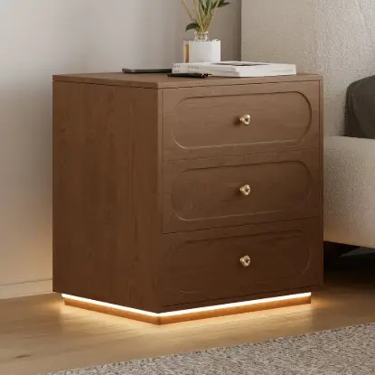 Picture of Krila Floating 3-Drawer LED Smart Bedside Table with Light Set of 2