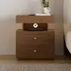 Krila Floating 3-Drawer LED Smart Nightstand with Light Set of 2 – Rectangle