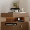 Krila Floating 3-Drawer LED Smart Nightstand with Light Set of 2 – Rectangle