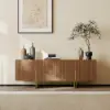 Grovyn 150 cm Sintered Stone Top Fluted TV Unit with Spacious Cabinets – Stand Storage
