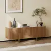 Grovyn 150 cm Sintered Stone Top Fluted TV Unit with Spacious Cabinets – Stand Storage