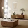 Grovyn 150 cm Sintered Stone Top Fluted TV Unit with Spacious Cabinets – Stand Storage