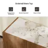 Grovyn 150 cm Sintered Stone Top Fluted TV Unit with Spacious Cabinets – Stand Storage