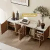 Grovyn 150 cm Sintered Stone Top Fluted TV Unit with Spacious Cabinets – Stand Storage