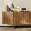 Grovyn 150 cm Sintered Stone Top Fluted TV Unit with Spacious Cabinets – Stand Storage