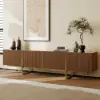 Grovyn 95" Sintered Stone Top Fluted TV Stand with Storage