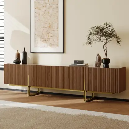 Picture of Grovyn 95" Sintered Stone Top Fluted TV Stand with Storage