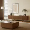Grovyn 95" Sintered Stone Top Fluted TV Stand with Storage
