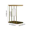 Modern 50 cm C-Shaped Natural & Gold Rotating End Table with Magazine Rack