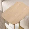 Modern 50 cm C-Shaped Natural & Gold Rotating End Table with Magazine Rack