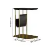 Modern 50 cm C-Shaped Black & Gold Rotating End Table with Magazine Rack