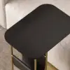 Modern 50 cm C-Shaped Black & Gold Rotating End Table with Magazine Rack
