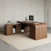 Chicent Walnut L-shaped Modern Computer Desk with Cabinet Left Hand (1800mm)