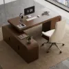 Chicent Walnut L-shaped Modern Computer Desk with Cabinet Left Hand (1800mm)