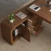 Chicent Walnut L-shaped Modern Computer Desk with Cabinet Left Hand (1800mm)