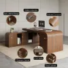 Chicent Walnut L-shaped Modern Computer Desk with Cabinet Left Hand (1800mm)