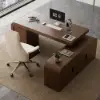 Chicent Walnut L-shaped Modern Executive Desk with Ample Storage Right Hand (1800mm)