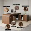 Chicent Walnut L-shaped Modern Executive Desk with Ample Storage Right Hand (1800mm)