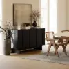 Mid Century Modern 60" Black Wood Sideboard with Storage & Adjustable Shelves