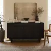 Mid Century Modern 60" Black Wood Sideboard with Storage & Adjustable Shelves