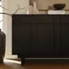 Mid Century Modern 60" Black Wood Sideboard with Storage & Adjustable Shelves