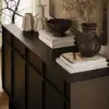 Mid Century Modern 60" Black Wood Sideboard with Storage & Adjustable Shelves
