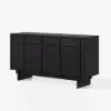 Mid Century Modern 60" Black Wood Sideboard with Storage & Adjustable Shelves