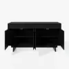 Mid Century Modern 60" Black Wood Sideboard with Storage & Adjustable Shelves