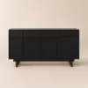 Mid Century Modern 60" Black Wood Sideboard with Storage & Adjustable Shelves