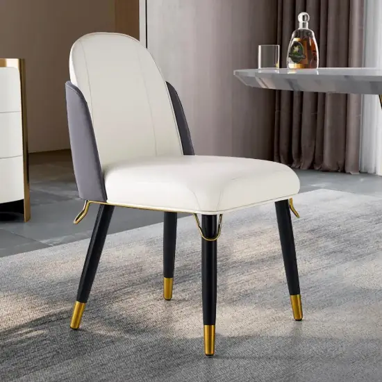 Modern Grey PU Leather Upholstered Dining Chair, 2 Pieces