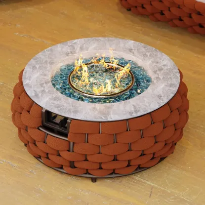 Cocaro Weave Round Smokeless Propane Fire Pit in Orange