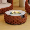 Cocaro Weave Round Smokeless Propane Fire Pit in Orange